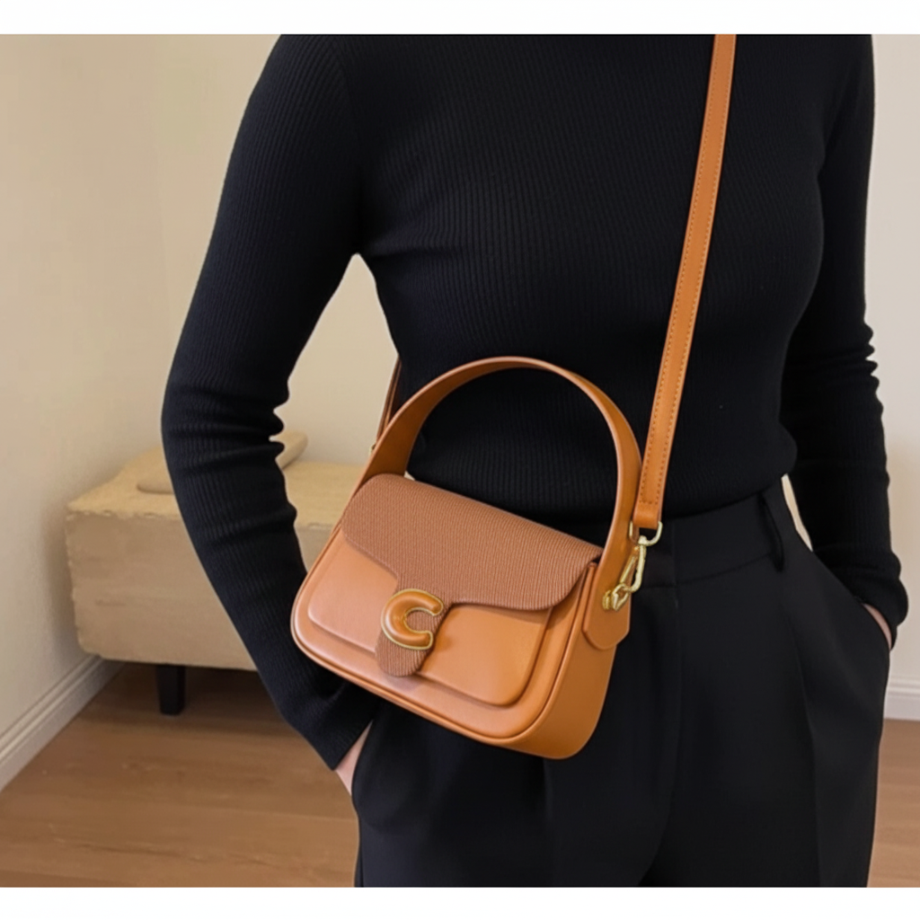 Bolsa feminina crossbody de cor sólida elegante ombro 2 alças