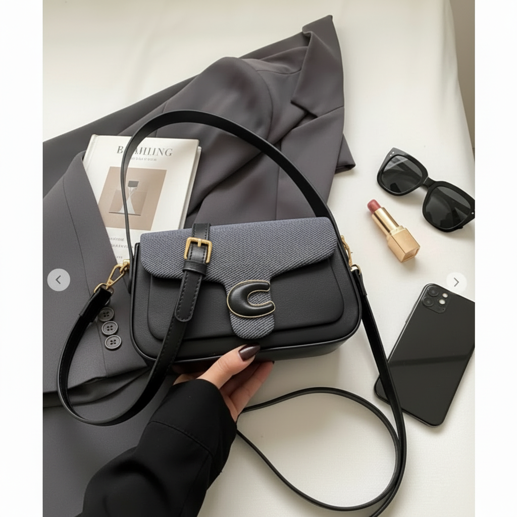 Bolsa feminina crossbody de cor sólida elegante ombro 2 alças