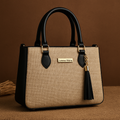 Bolsa Feminina Lorena Vitória Palha Chic Alça Dupla (Mão + Transversal)