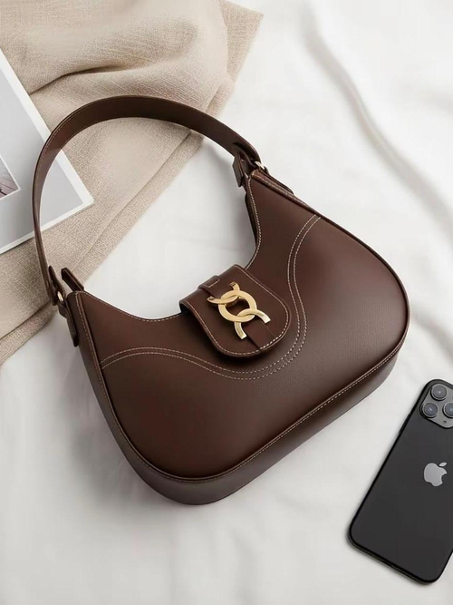 Bolsa Feminina Lunna Luxo Com Metais Dourado Elegante Moderna De Ombro