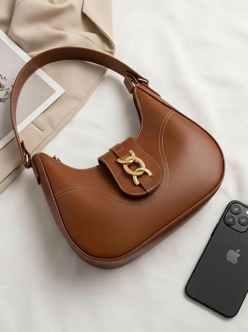 Bolsa Feminina Lunna Luxo Com Metais Dourado Elegante Moderna De Ombro