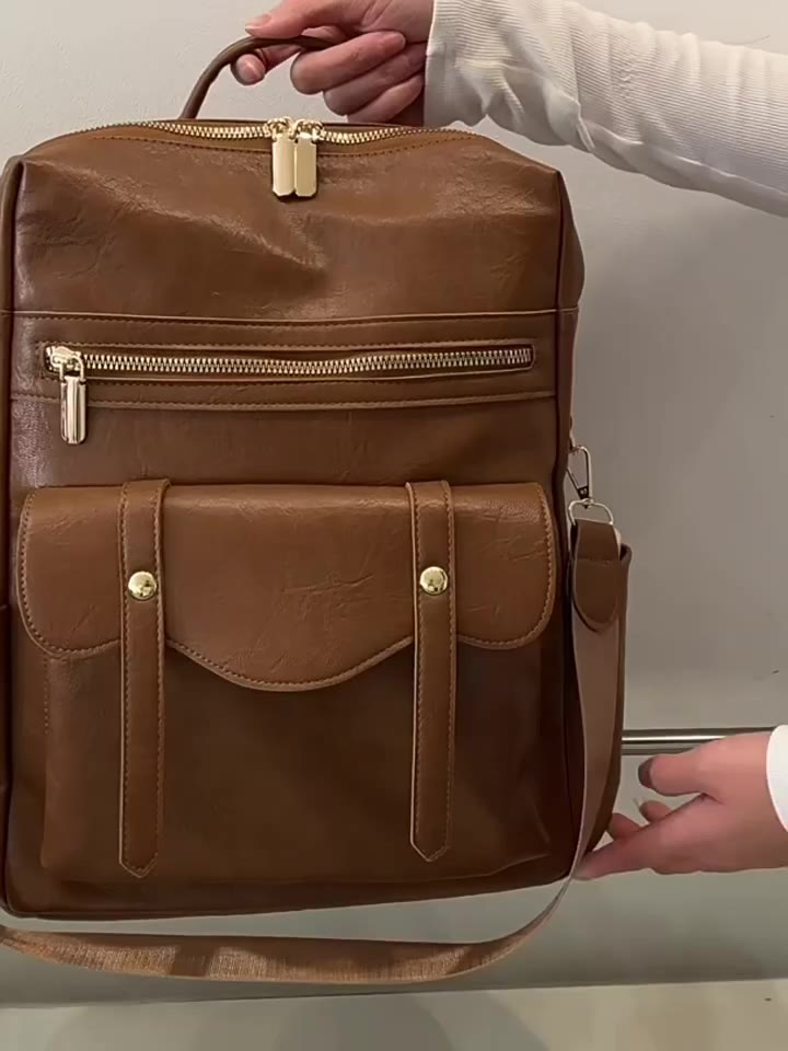 nova mochila feminina em PU, estilo retrô europeu e americano, versátil