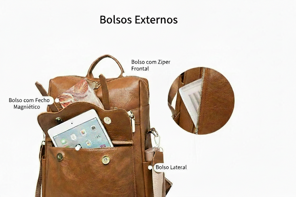 nova mochila feminina em PU, estilo retrô europeu e americano, versátil