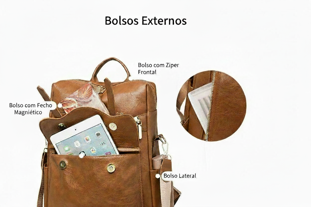 nova mochila feminina em PU, estilo retrô europeu e americano, versátil