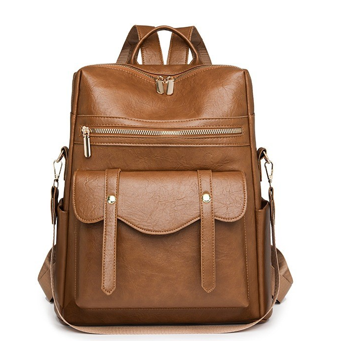 nova mochila feminina em PU, estilo retrô europeu e americano, versátil