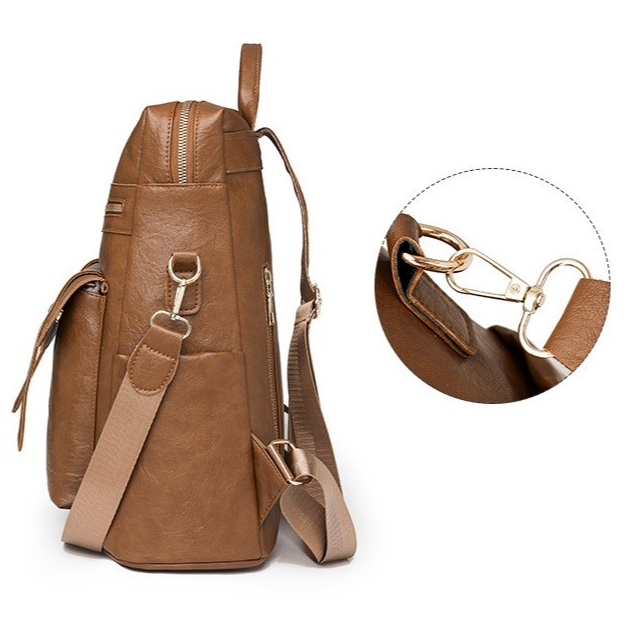 nova mochila feminina em PU, estilo retrô europeu e americano, versátil