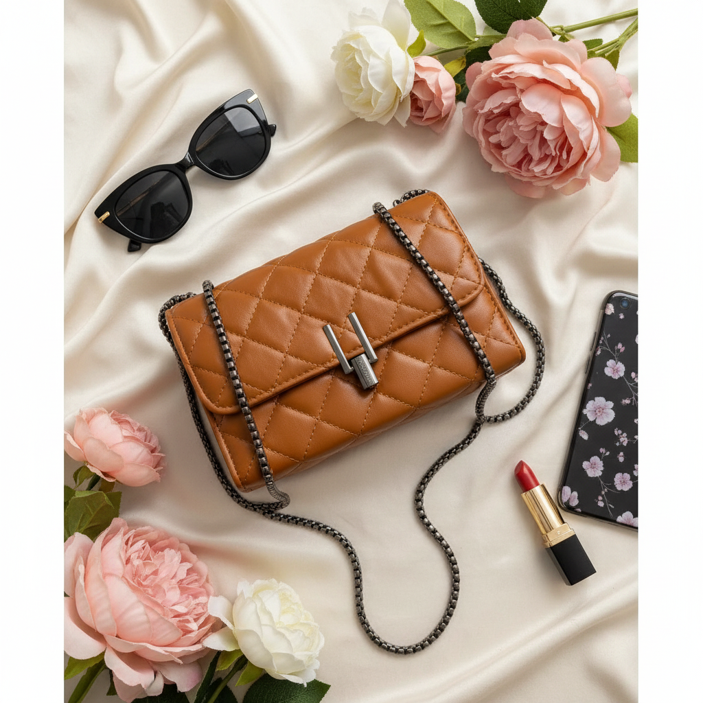 Bolsa de ombro elegante e versátil para mulheres com elegante bordado de corrente de diamante