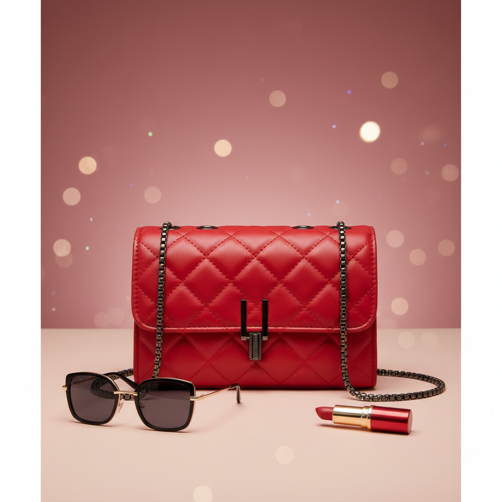 Bolsa de ombro elegante e versátil para mulheres com elegante bordado de corrente de diamante