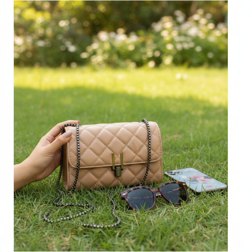 Bolsa de ombro elegante e versátil para mulheres com elegante bordado de corrente de diamante