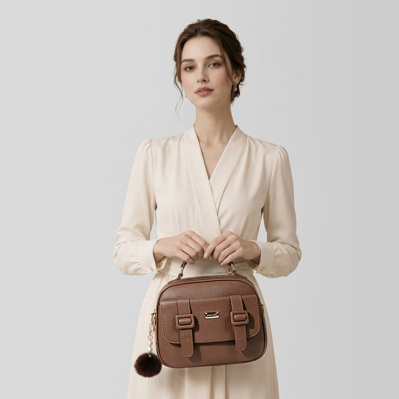 JAMI JAMI Bolsa Feminina com Alça Lateral Transversal Faixa de Mão de Couro B736