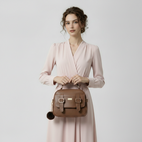 JAMI JAMI Bolsa Feminina com Alça Lateral Transversal Faixa de Mão de Couro B736