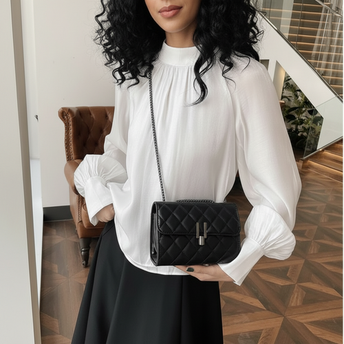 Bolsa de ombro elegante e versátil para mulheres com elegante bordado de corrente de diamante